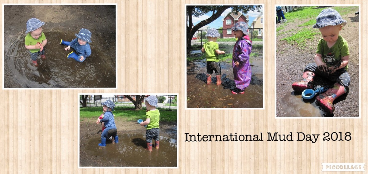 infants playing in the mud